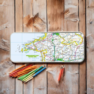 Cover image for 5060995493893 - The OS Map Metal Pencil Tin - Pembrokeshire Coast National Park