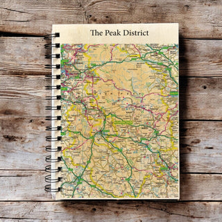 Cover image for 5060995494234 - OS Map Wooden Lined Notebook - Peak District National Park