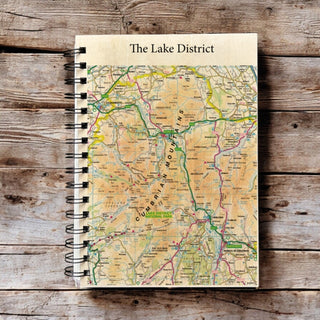 Cover image for 5060995494241 - OS Map Wooden Lined Notebook - Lake District National Park