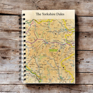 Cover image for 5060995494272 - OS Map Wooden Lined Notebook - Yorkshire Dales National Park