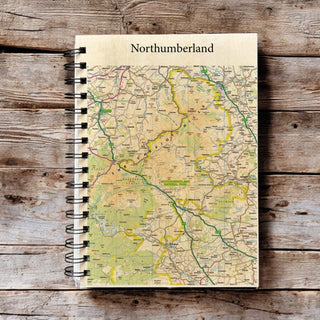 Cover image for 5060995494296 - OS Map Wooden Lined Notebook - Northumberland National Park
