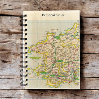 Cover image for 5060995494340 - OS Map Wooden Lined Notebook - Pembrokeshire Coast National Park