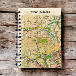 Cover image for 5060995494357 - The OS Map Wooden Lined Notebook - Brecon Beacons National Park