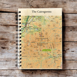 Cover image for 5060995494371 - The OS Map Wooden Lined Notebook - Cairngorms National Park