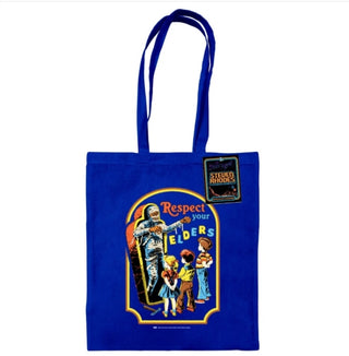 Supplemental image for 5063457006228 - Steven Rhodes (Respect Your Elders) Bright Royal Tote Bag