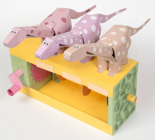 Supplemental image for 5065019252043 - Diplodocus Dance -Rob Ives Paper Animation Kit