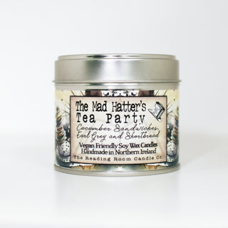 Supplemental image for 5065023895113 - Mad Hatter's Tea Party- Scented Soy Candle- Cucumber Sandwiches, Earl Grey Tea and Shortbread