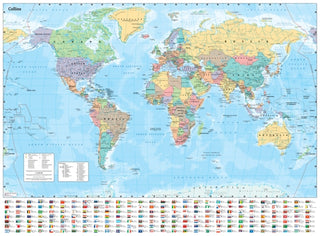 Cover image for 9780008712570 - Collins Large World Wall Paper Map (70 x 91.5 cm)
