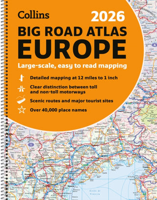 Cover image for 9780008716462 - Collins 2026 Big Road Atlas Europe