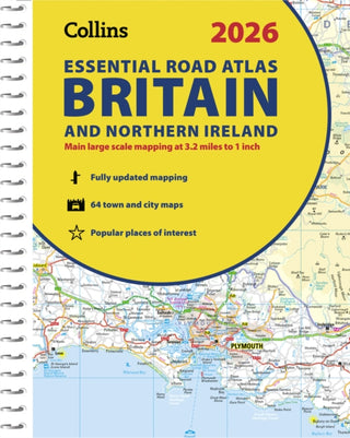 Cover image for 9780008719234 - 2026 Collins Essential Road Atlas Britain and Northern Ireland