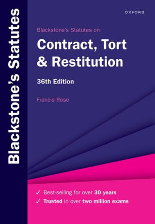 Cover image for 9780198971238 - Blackstone's Statutes on Contract, Tort & Restitution