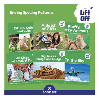 Cover image for 9780241763308 - Phonic Books Lift Off Readers Ending Spelling Patterns
