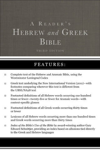 Cover image for 9780310180463 - A Reader's Hebrew and Greek Bible