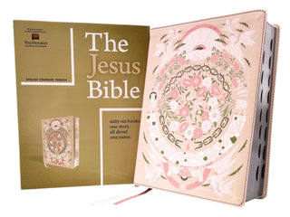 Cover image for 9780310460190 - The Jesus Bible Artist Edition, ESV, (With Thumb Tabs to Help Locate the Books of the Bible), Leathersoft, Peach Floral, Thumb Indexed