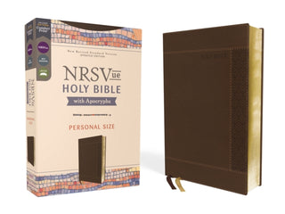 Cover image for 9780310461531 - NRSVue, Holy Bible with Apocrypha, Personal Size, Leathersoft, Brown, Comfort Print