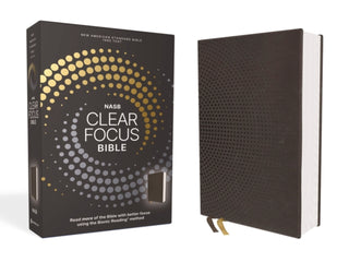 Cover image for 9780310465591 - NASB, Clear Focus Bible, Leathersoft, Charcoal Brown