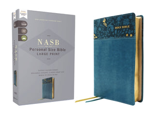 Cover image for 9780310465966 - NASB, Personal Size Bible, Large Print, Leathersoft, Teal, Red Letter, 1995 Text, Comfort Print