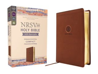 Cover image for 9780310466048 - NRSVue, Holy Bible with Apocrypha, Compact, Leathersoft, Brown, Comfort Print