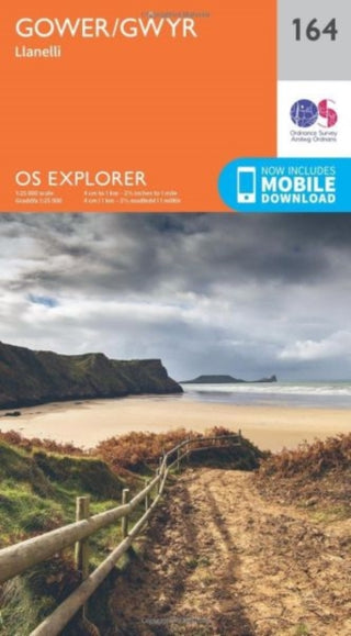 Cover image for 9780319243572 - O.S. Explorer 164 Gower/Gwyr: Llanelli