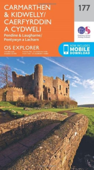 Cover image for 9780319243701 - O.S. Explorer 177 Carmarthen & Kidwelly/Caerfyrddin a Cydweli