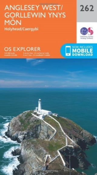 Cover image for 9780319244593 - O.S. Explorer 262 Anglesey West/Gorllewin Ynys Mn