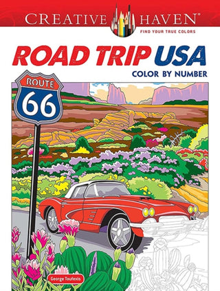 Cover image for 9780486853628 - Creative Haven Road Trip USA Color by Number