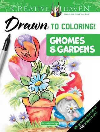 Cover image for 9780486854212 - Creative Haven Drawn to Coloring!: Gnomes & Gardens