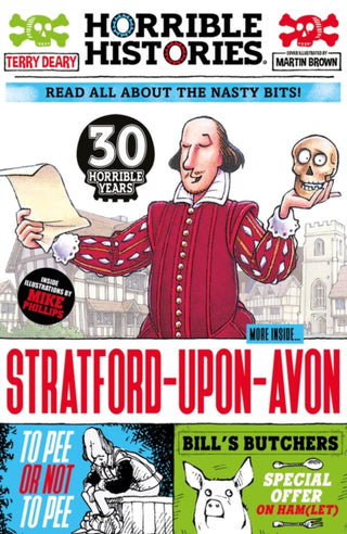 Cover image for 9780702325144 - Gruesome Guide to Stratford-upon-Avon (newspaper edition)