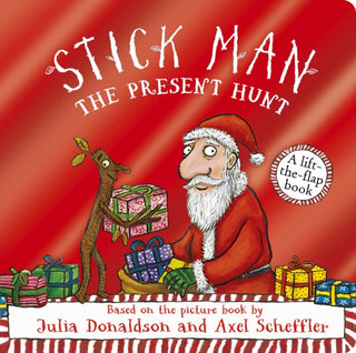Cover image for 9780702344572 - Stick Man - The Present Hunt: A lift-the-flap adventure (Foiled Edition)