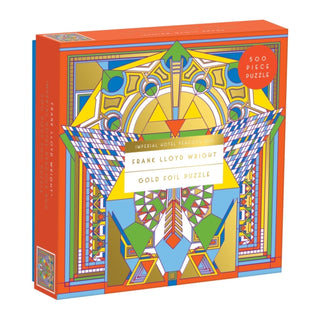 Supplemental image for 9780735357815 - Frank Lloyd Wright Imperial Hotel Peacock Rug 500 Piece Foil Puzzle