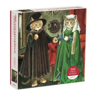 Cover image for 9780735367555 - The Arnolfini Marriage Meowsterpiece of Western Art 500 Piece Puzzle