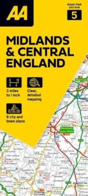 Cover image for 9780749584108 - AA Road Map Midlands & Central England