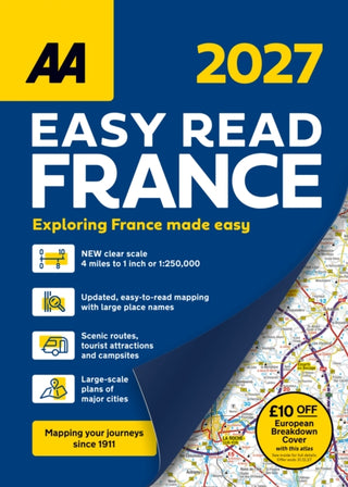 Cover image for 9780749584580 - AA Easy Read Atlas France 2027