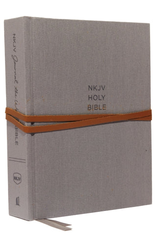 Cover image for 9780785218395 - NKJV, Journal the Word Bible: Reflect, Journal or Create Art Next to Your Favorite Verses (Cloth over Board, Gray, Red Letter, Comfort Print)