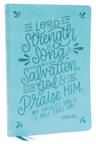 Cover image for 9780785242352 - NKJV, Thinline Bible, Verse Art Cover Collection, Leathersoft, Teal, Red Letter, Thumb Indexed, Comfort Print
