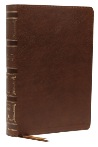 Cover image for 9780785248637 - NKJV, Single-Column Wide-Margin Reference Bible, Leathersoft, Brown, Red Letter, Comfort Print