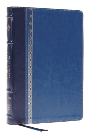Cover image for 9780785251439 - NRSVCE, Great Quotes Catholic Bible, Leathersoft, Blue, Comfort Print