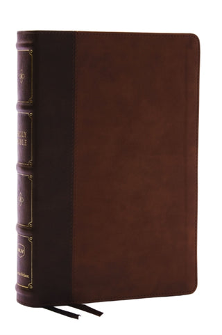 Cover image for 9780785297796 - NKJV, Large Print Thinline Reference Bible, Blue Letter, Maclaren Series, Leathersoft, Brown, Comfort Print