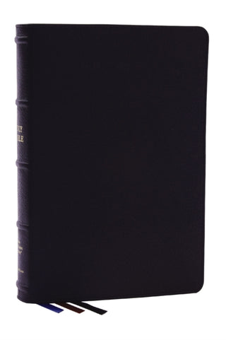 Cover image for 9780785297932 - NKJV, Large Print Thinline Reference Bible, Blue Letter, Maclaren Series, Genuine Leather, Black, Comfort Print
