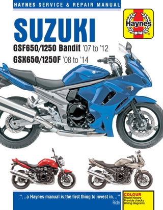 Cover image for 9780857336392 - Suzuki GSF650/1250 Bandit & GSX650/1250F (07-14) Haynes Repair Manual