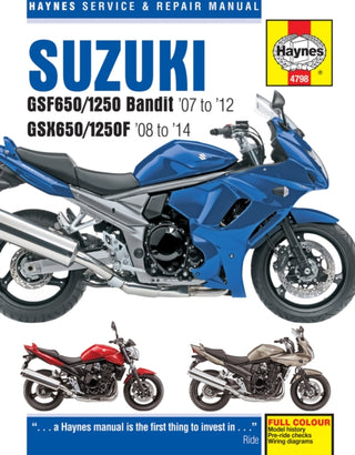 Cover image for 9780857336392 - Suzuki GSF650/1250 Bandit & GSX650/1250F (07-14) Haynes Repair Manual