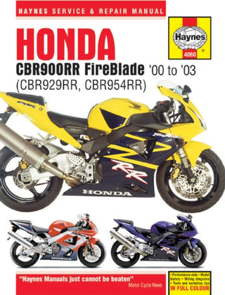 Cover image for 9780857338907 - Honda CBR900RR FireBlade (00 - 03) Haynes Repair Manual
