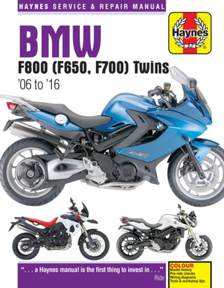 Cover image for 9780857339218 - BMW F650, F700 & F800 Twins (06-16) Haynes Repair Manual