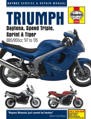 Cover image for 9780857339393 - Triumph Daytona, Speed Triple, Sprint & Tiger 885/955cc (97 - 05)
