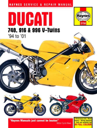 Cover image for 9780857339577 - Ducati 748, 916 & 996 4-valve V-Twins (94 - 01) Haynes Repair Manual