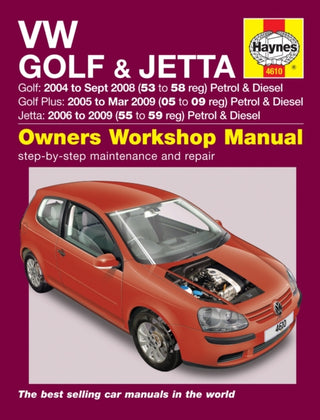 Cover image for 9780857339768 - VW Golf (04 - Sept 08), Golf Plus (05 - Mar 09) & Jetta (06 - 09) Haynes Repair Manual