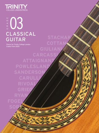 Cover image for 9780857368331 - Trinity College London Classical Guitar Exam Pieces From 2020: Grade 3