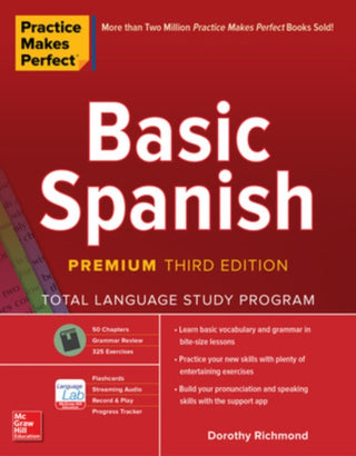 Cover image for 9781260453492 - Practice Makes Perfect: Basic Spanish, Premium Third Edition