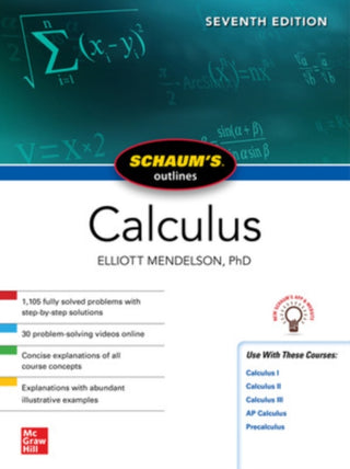 Cover image for 9781264258338 - Schaum's Outline of Calculus, Seventh Edition