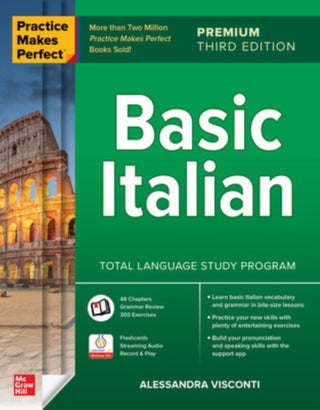 Cover image for 9781264807802 - Practice Makes Perfect: Basic Italian, Premium Third Edition